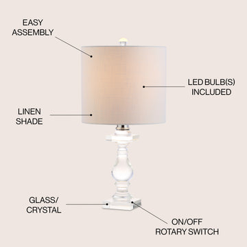 Kellen 20.75" Crystal LED Table Lamp - JONATHAN Y